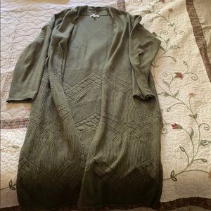 Long Large Olive Green Cardigan